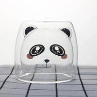 Double-Walled Animal Glass Mug - 250ml Cute Coffee Cup