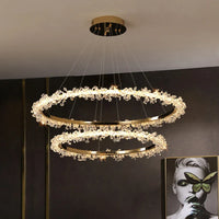 Dimmable Crystal Ring Chandelier - Modern LED Pendant Ceiling Light
