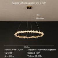 Dimmable Crystal Ring Chandelier - Modern LED Pendant Ceiling Light