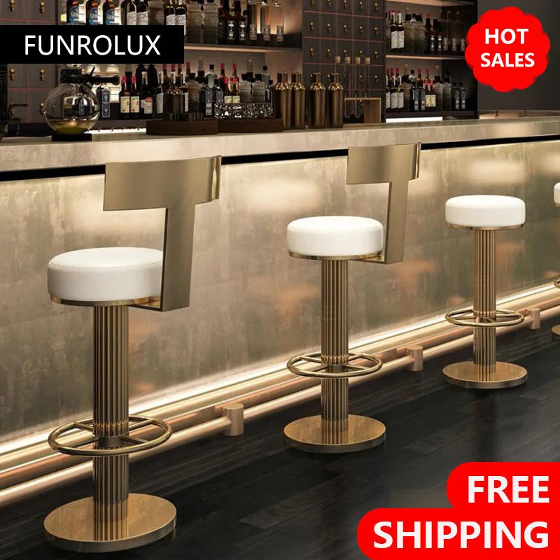 Modern Stainless Steel Counter Bar Stools Set - Cushioned Kitchen Seating