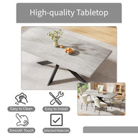 Extendable Grey Wood Dining Table Set - 6 Black Fabric Chairs