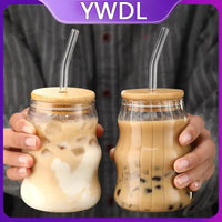 500ml Glass Tumbler with Straw - Mason Jar Cup with Bamboo Lid