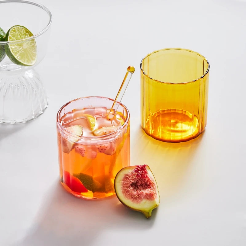 Heat-Resistant Stripe Glass Cup - Colorful Tea & Coffee Mug