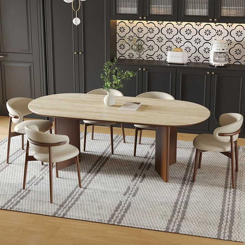 Nordic Retro Wooden Dining Table Set - Modern 6-Seater