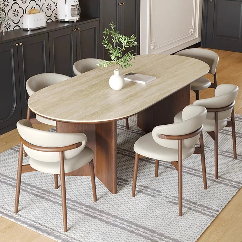 Nordic Retro Wooden Dining Table Set - Modern 6-Seater