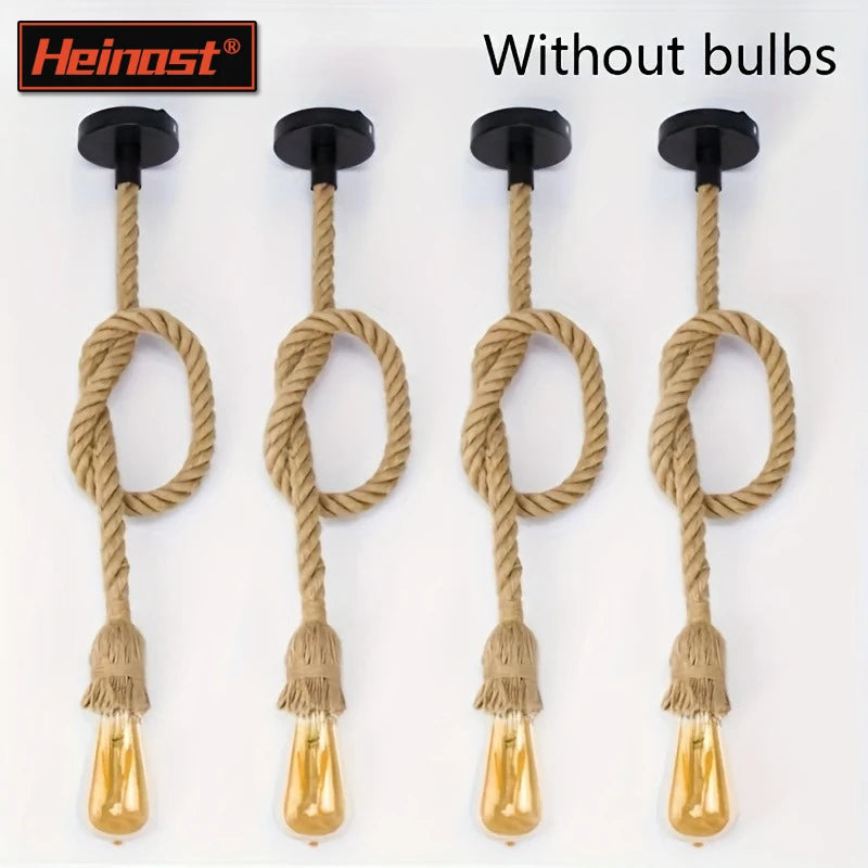Retro Hemp Rope Pendant Light - Vintage Industrial Hanging Lamp
