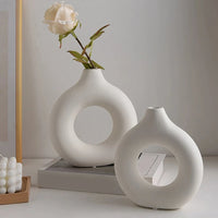 Nordic Hollow Decorative Vase - Circular Modern Accent Piece