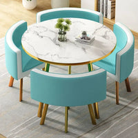 80cm Marble Round Dining Table Set - Modern Table with 4 Chairs