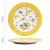 Lemon Pattern Ceramic Dinner Plate - Elegant European Tableware