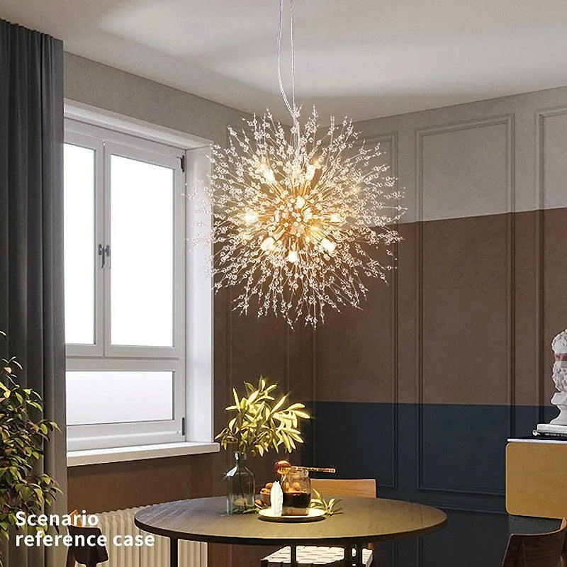 Nordic Dandelion Crystal Chandelier - Cream Style Ceiling Light