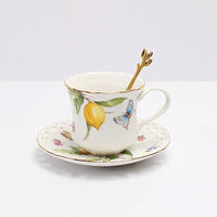 Lemon Pattern Ceramic Dinner Plate - Elegant European Tableware
