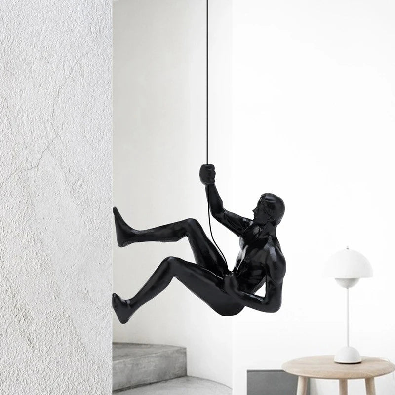 Industrial Climbing Man Wall Sculpture - Retro Resin Accent Decor