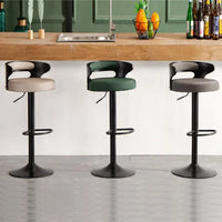 Modern Leather Swivel Bar Stool - Adjustable High Back Chair