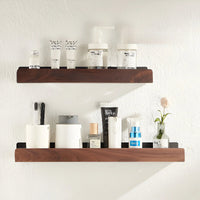 Black Walnut Wall-Mounted Bathroom Shelf