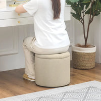 Fabric Storage Ottoman - Small Foot Rest Stool with Removable Lid
