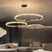 Dimmable Crystal Ring Chandelier - Modern LED Pendant Ceiling Light