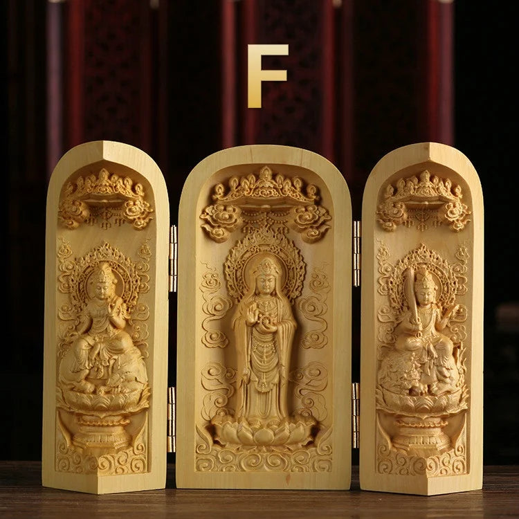 Hand-Carved Guanyin Buddha Statue - Boxwood Spiritual Home Decor