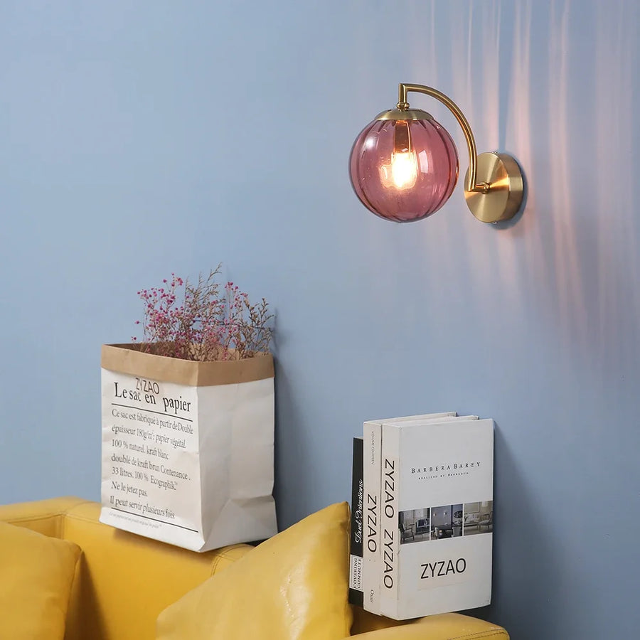 Color Glass Wall Lamp - Modern Nordic Bedside Sconce