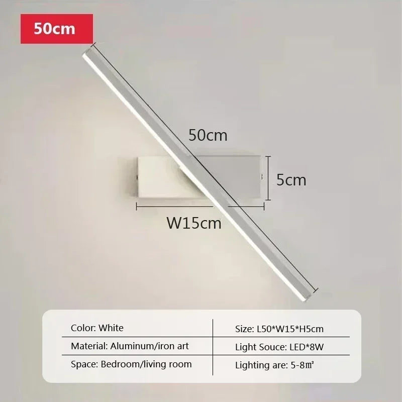 Rotatable LED Wall Light - Modern Bathroom and Bedroom Sconce