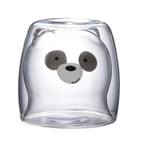 Double-Walled Animal Glass Mug - 250ml Cute Coffee Cup
