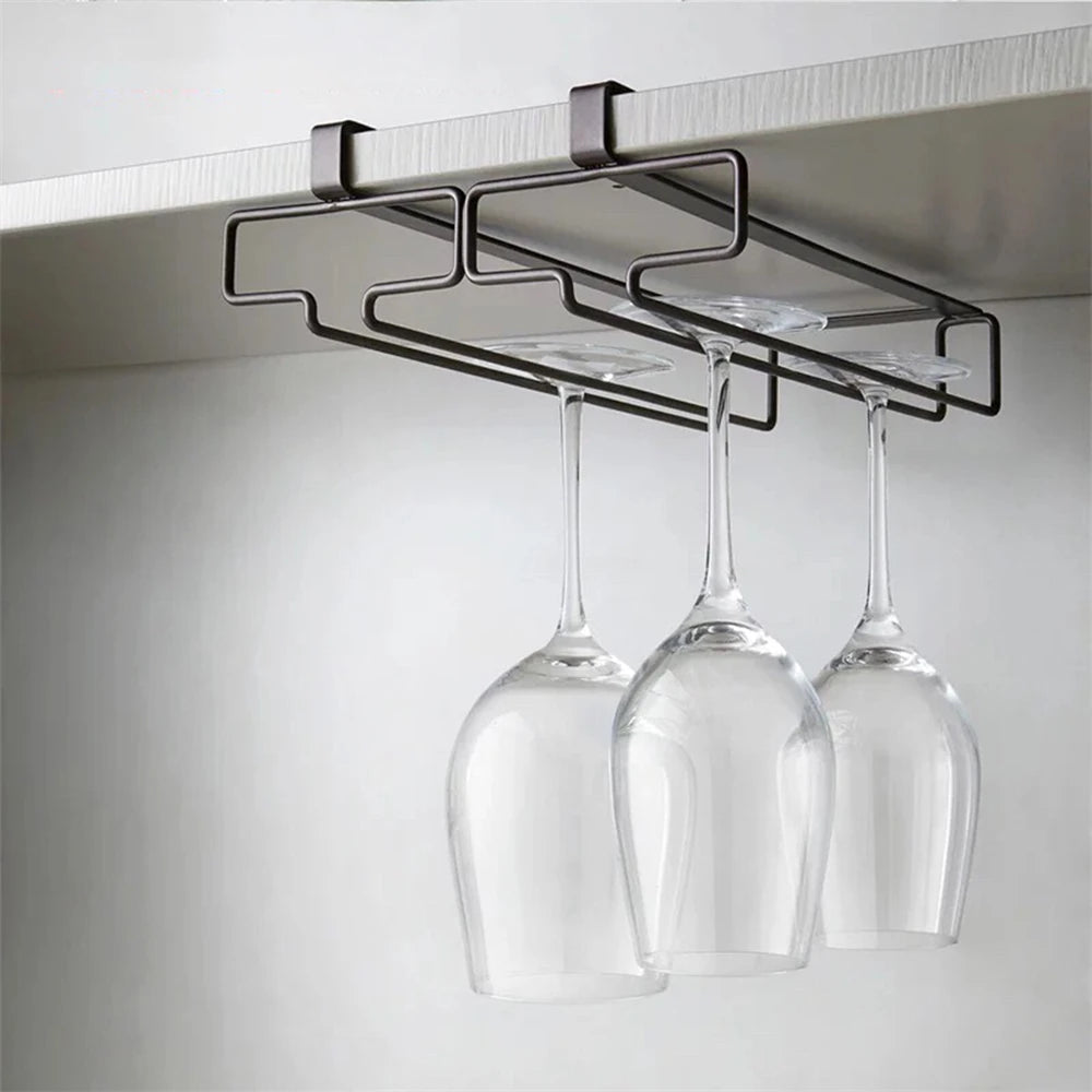 Under-Cabinet Wine Glass Holder - Multipurpose Stemware Storage Rack