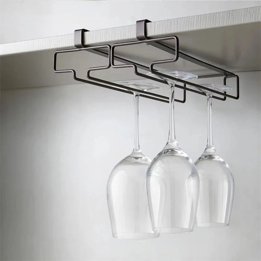 Under-Cabinet Wine Glass Holder - Multipurpose Stemware Storage Rack