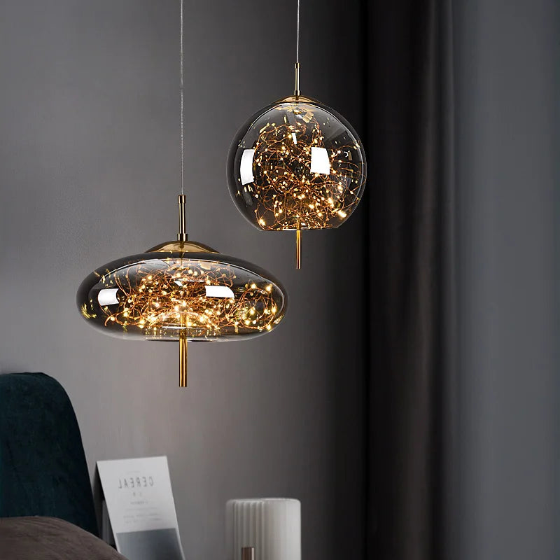 Luxury Glass Bedside Chandelier - Nordic Long-Line Pendant Light