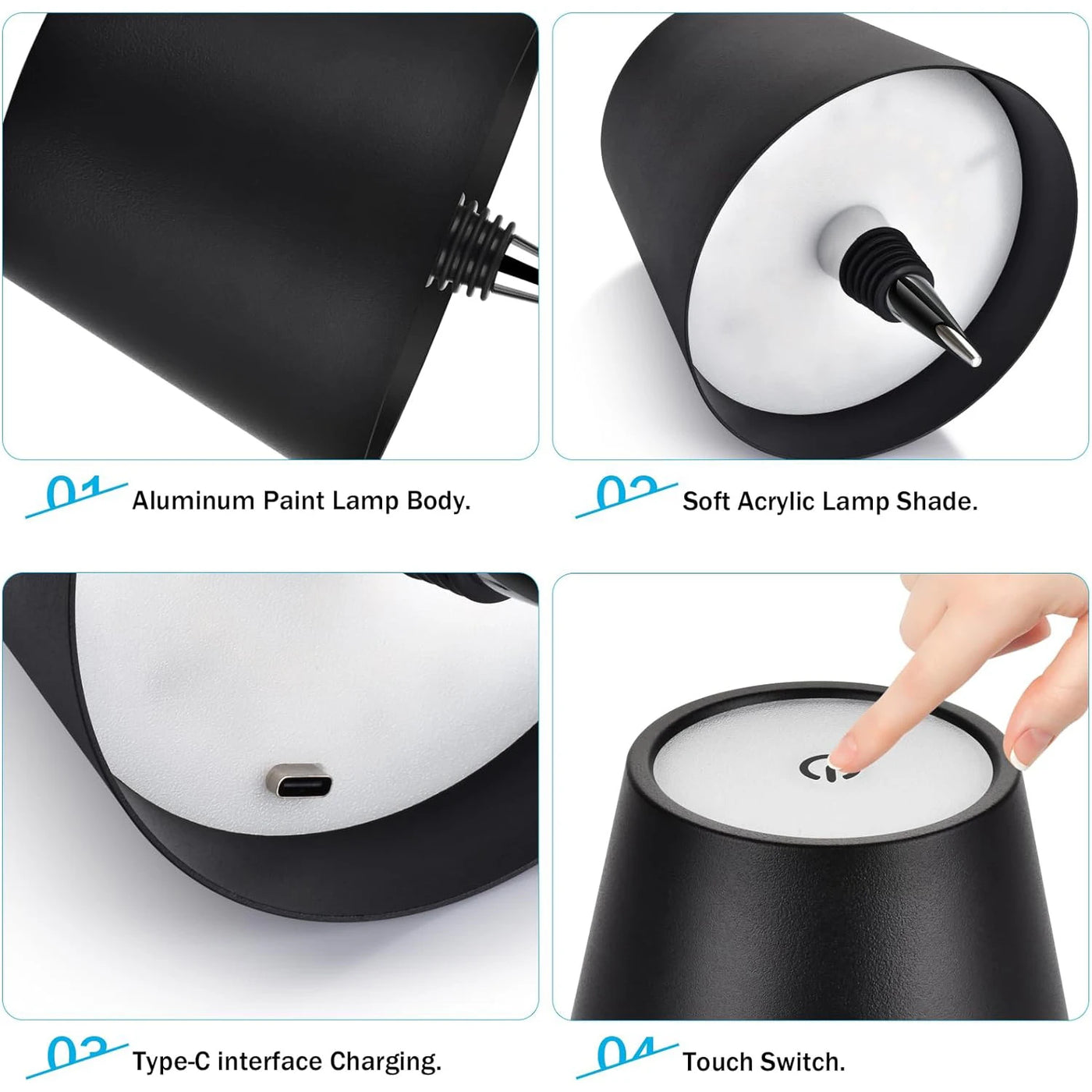 Wireless Bottle Table Lamp - 3 Color Touch Dimming Accent Light