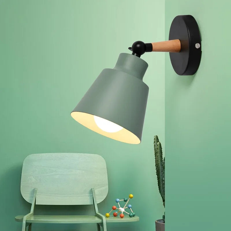 Nordic Solid Wood Wall Lamp - Minimalist Bedside Sconce
