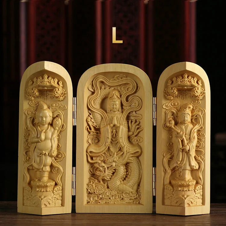Hand-Carved Guanyin Buddha Statue - Boxwood Spiritual Home Decor