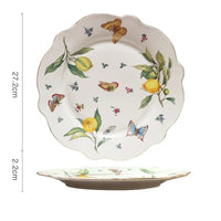 Lemon Pattern Ceramic Dinner Plate - Elegant European Tableware
