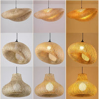 Handwoven Bamboo Rattan Pendant Light - Natural Wicker Ceiling Lamp