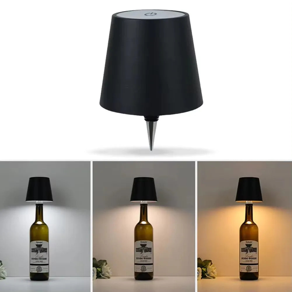 Wireless Bottle Table Lamp - 3 Color Touch Dimming Accent Light