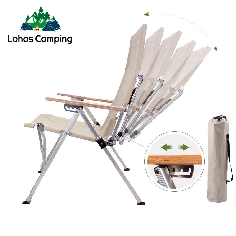 Adjustable Folding Recliner Chair - Outdoor Camping Lounge Seat