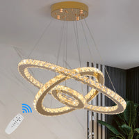 Remote Control Crystal Pendant Chandelier - Smart LED Hanging Light
