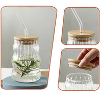 500ml Glass Tumbler with Straw - Mason Jar Cup with Bamboo Lid