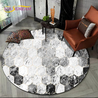 Luxury Marble Round Area Rug - Non-Slip Living Room Carpet