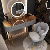 Luxury Makeup Vanity Desk - LED Mirror Dressing Table with Storage