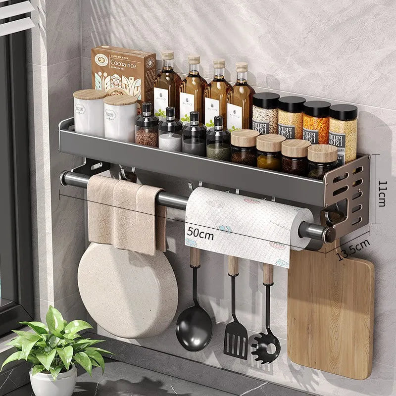Gunmetal Aluminum Kitchen Storage Rack - No Drill