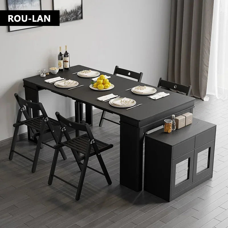Modern Extendable Dining Table - Rectangle Sideboard with Storage